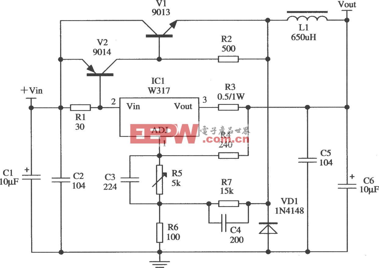 由Wll7／W217／W317構成的構成開關式穩壓電源的應用電路
