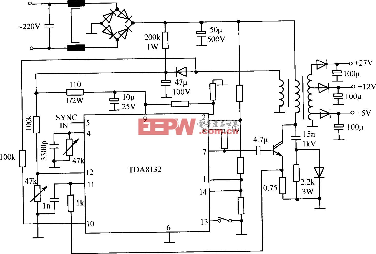 TDA8132基本应用电路（开关稳压电源）