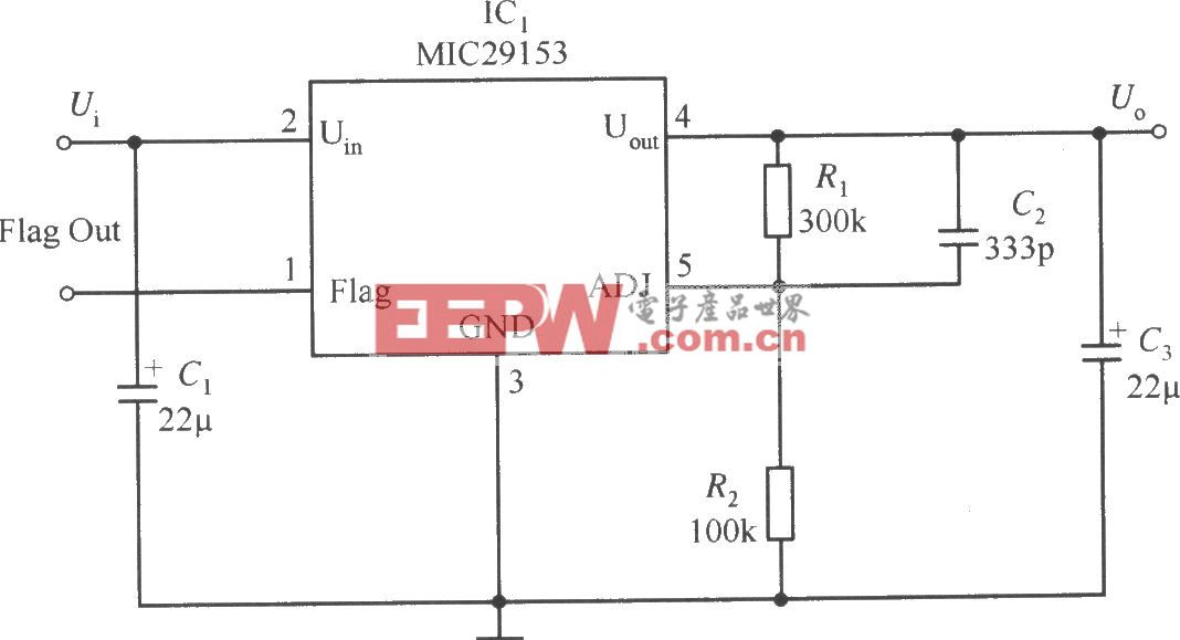 MIC29153构成的最简单的慢启动稳压器电路