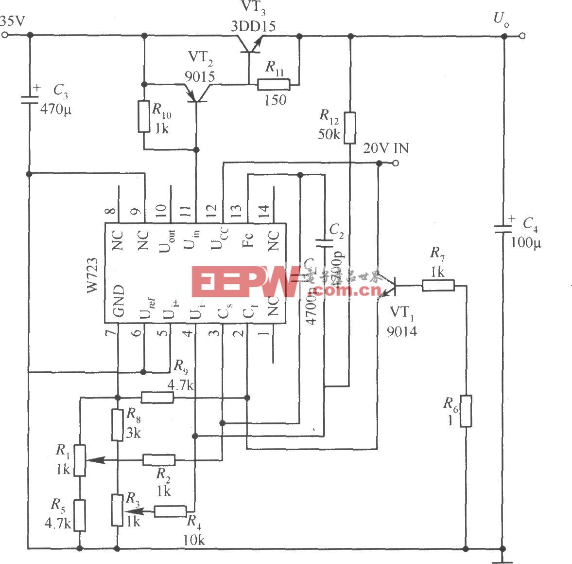 W723构成的输出电压和电流均可调的应用电路