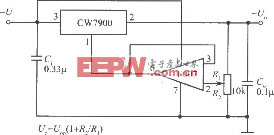 CW7900、F007构成的可调输出集成稳压电源电路之一
