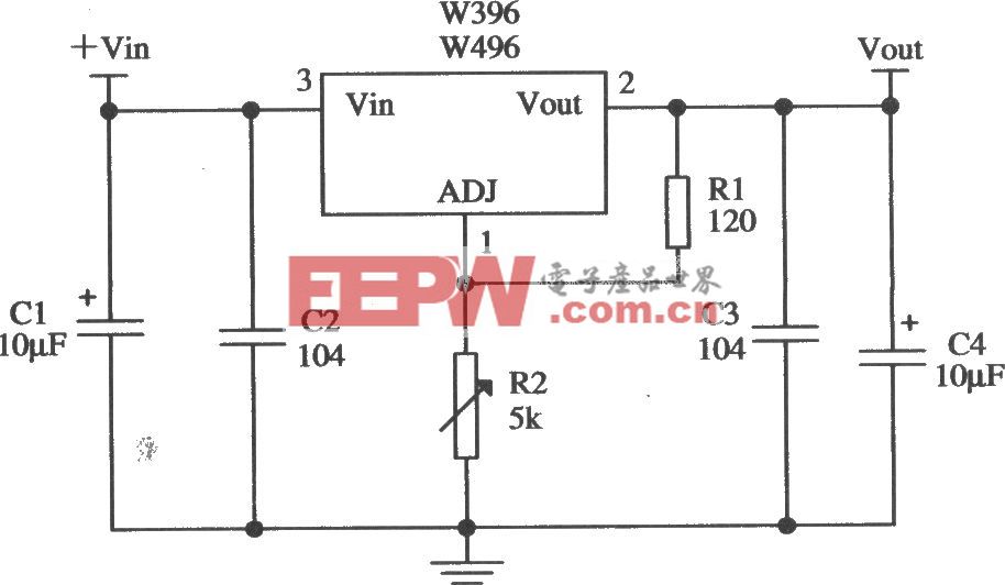 由W396／W496组成的输出电压可调的应用电路