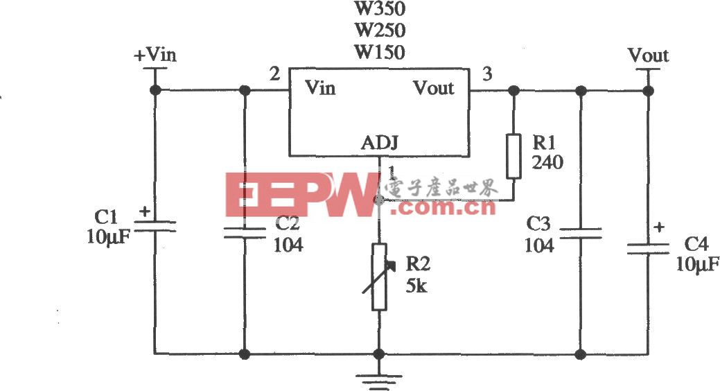 Wl50／W250／W350三端可调正集成稳压器的典型应用电路