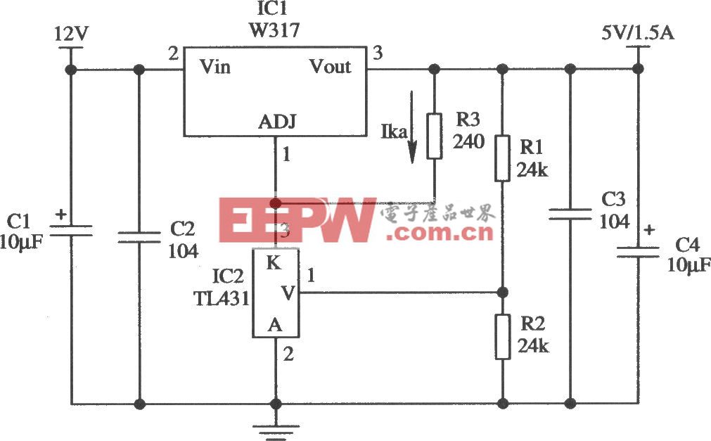 由Wll7／W217／W317构成的5V／1．5A精密稳压器的应用电路