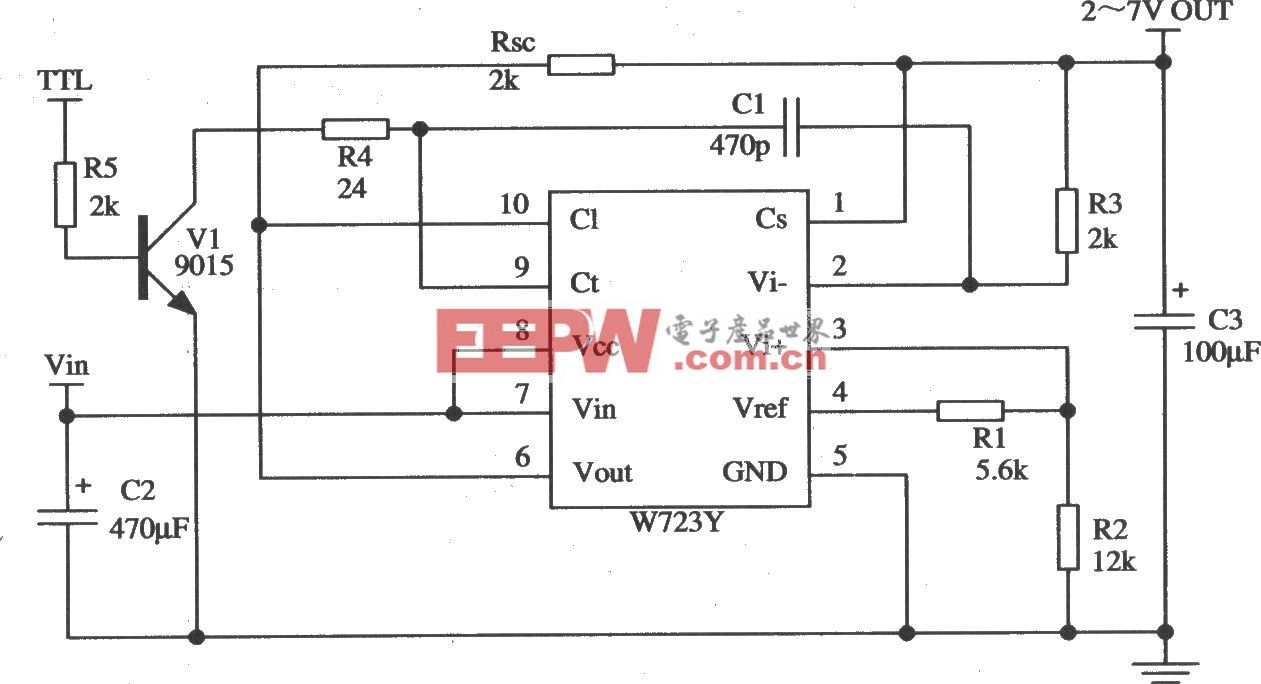 由W723构成的可控型稳压器应用电路