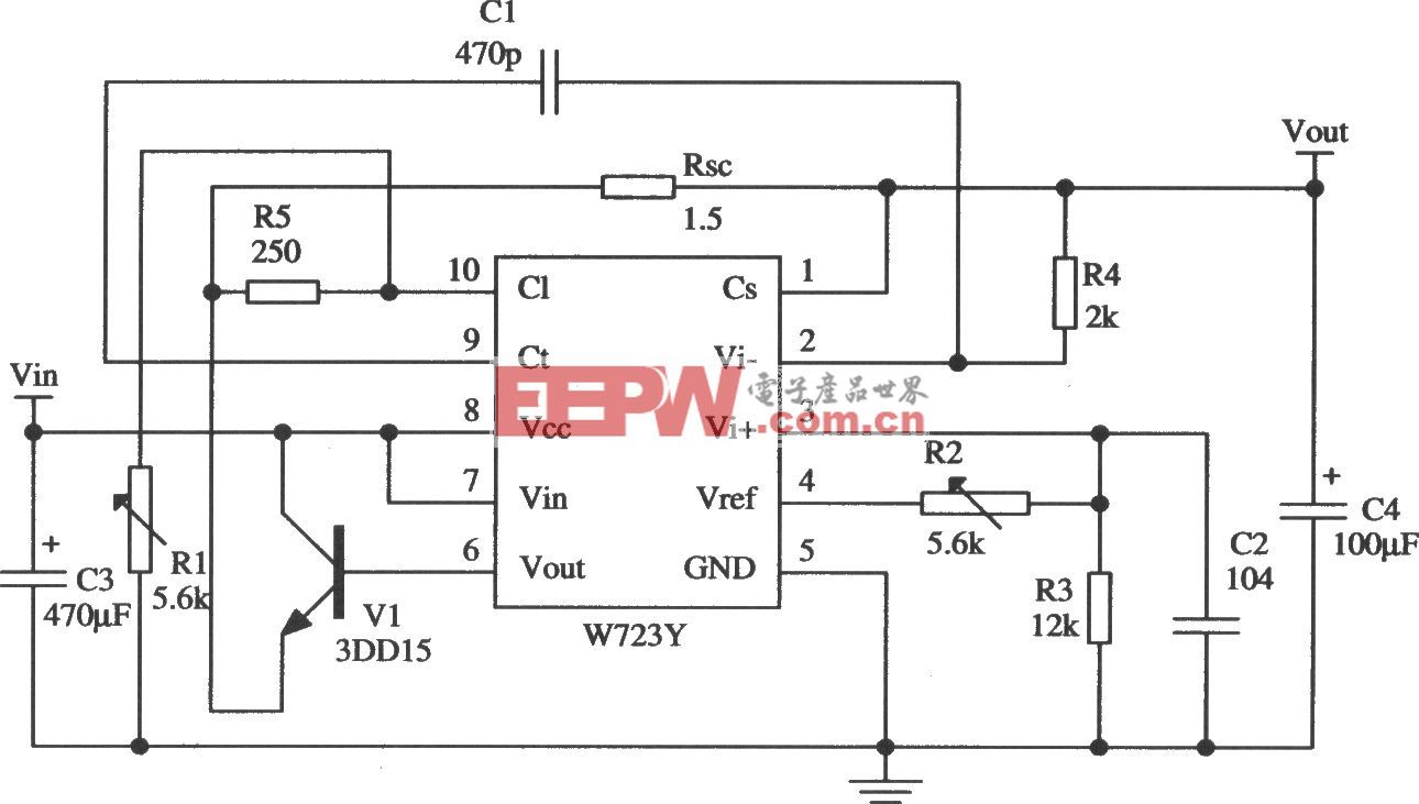W723的低電壓限流擴流應用電路