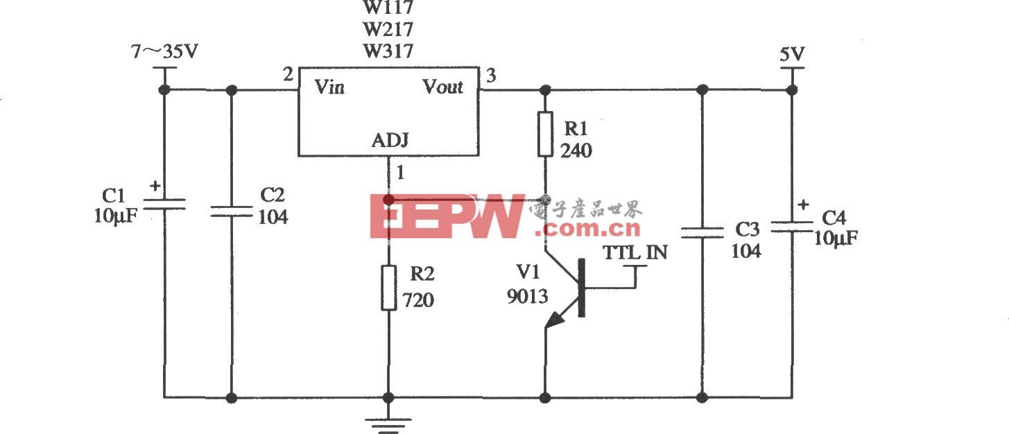 由Wll7／W217／W317构成的控制稳压器应用电路