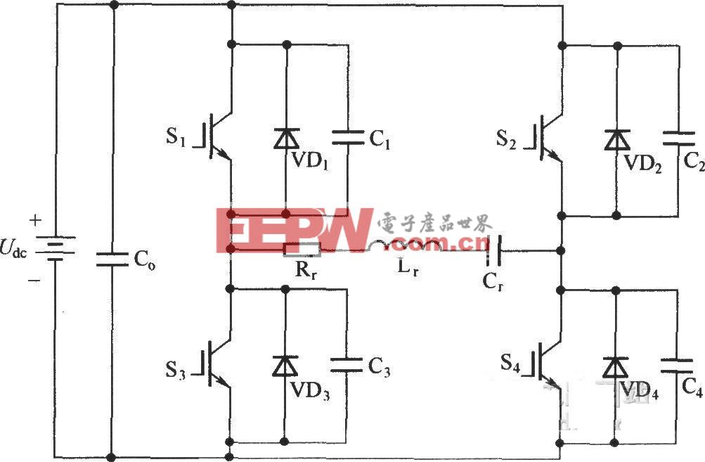 简化的含有谐振极电容缓冲器的串联谐振逆变器主拓扑电路