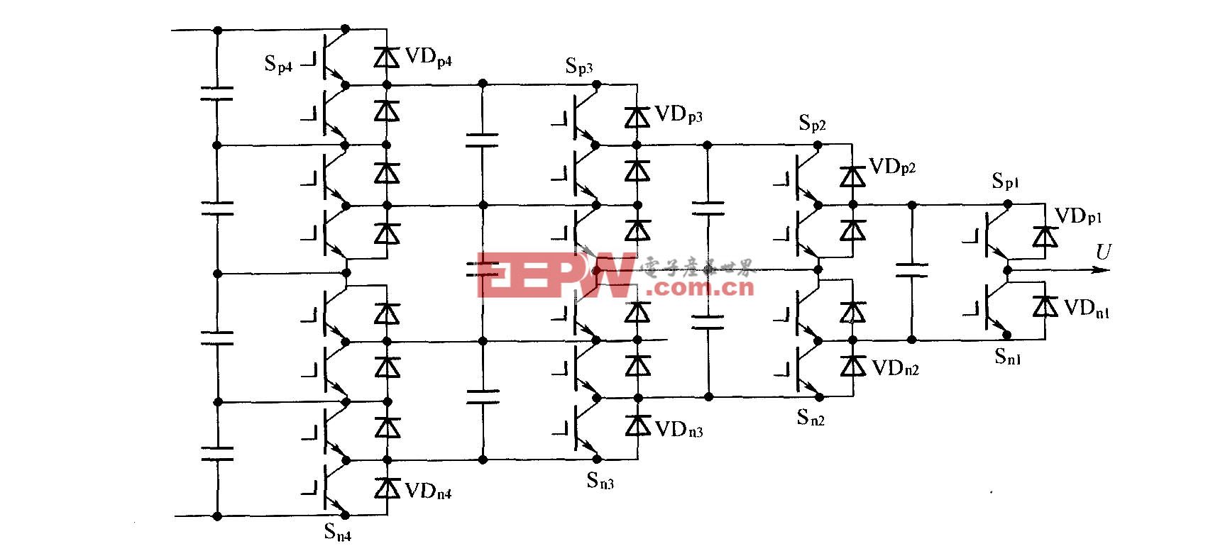 电容电压自平衡式5电平单相变换电路