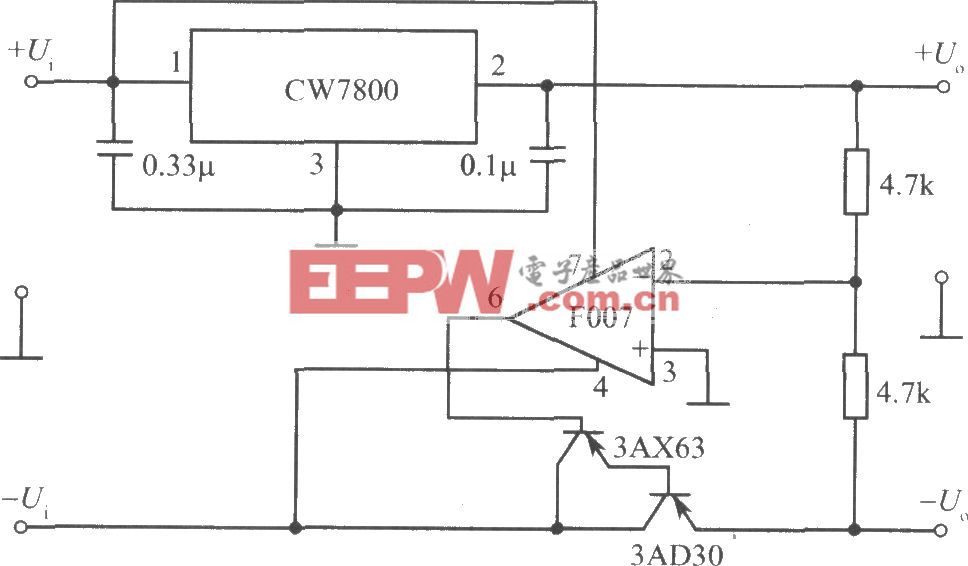 由CW7800和F007构成的跟踪式集成稳压电源电路