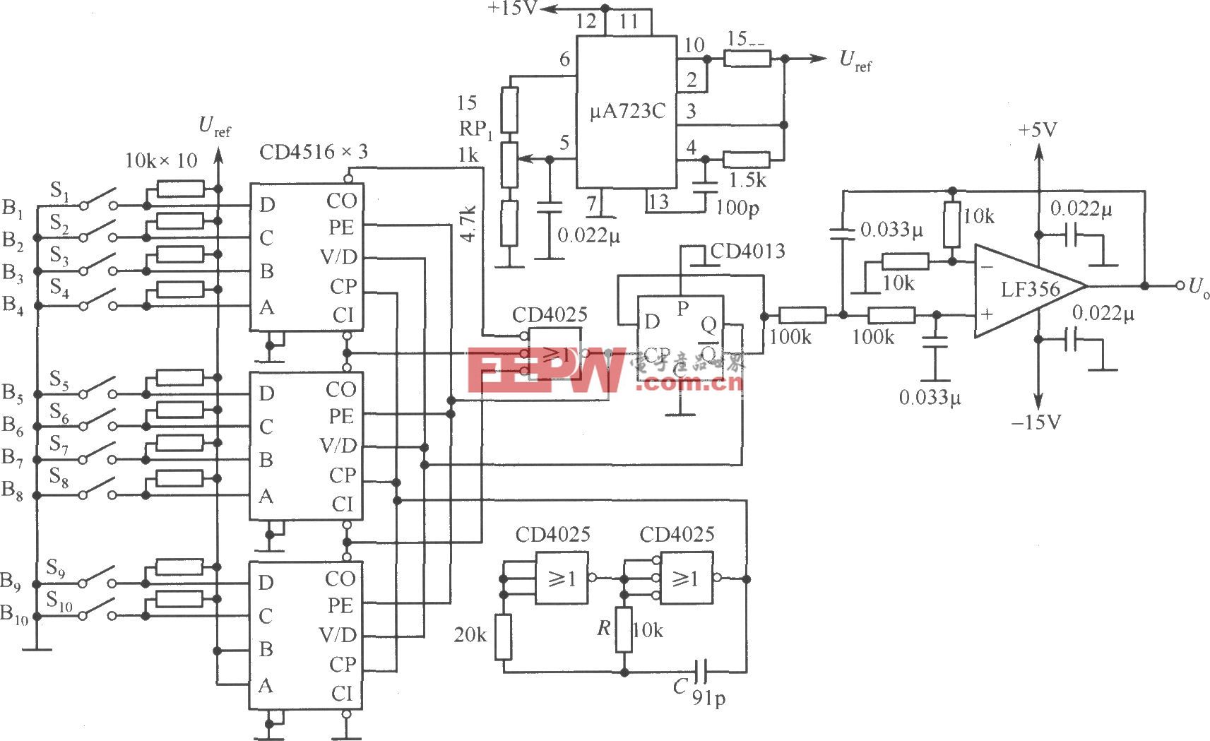 数字设定型标准电源电路(CD4516、μA723C)