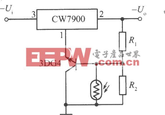 CW7900构成的光控稳压电源电路(光照时输出电压下降)