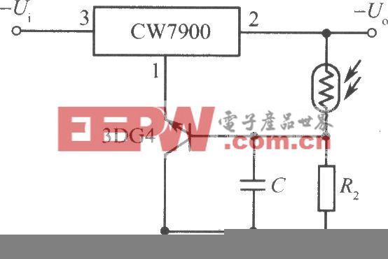 CW7900构成的光控稳压电源电路(光照时输出电压上升)