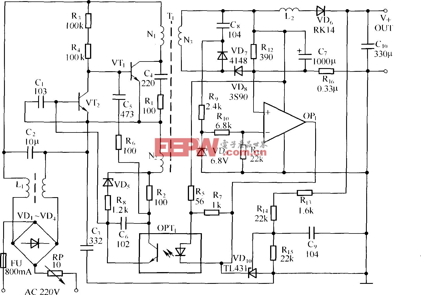 袖珍式开关电源充电器电路(BQ2057)