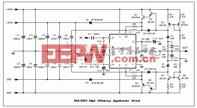 TDA7293高效G类放大器电路