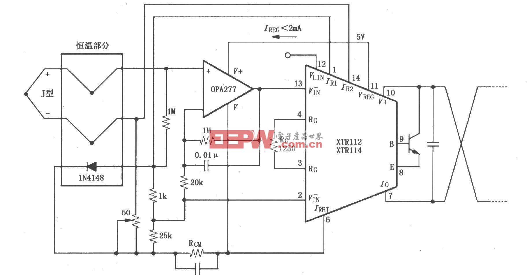 XTR112/114熱電偶環路測量電路