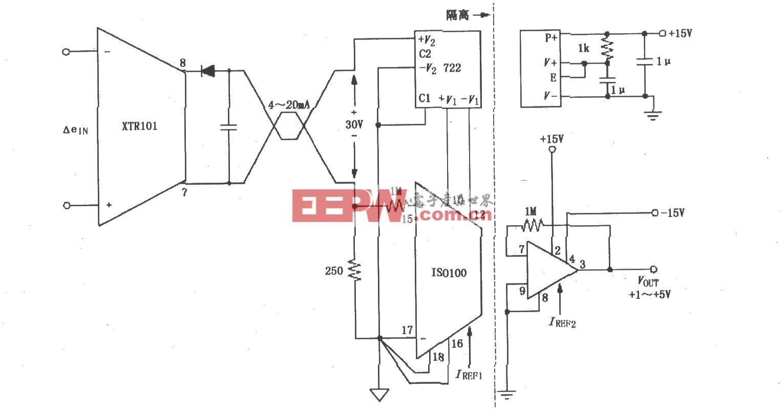 隔离式两线电流环电路(XTR101、ISO100)