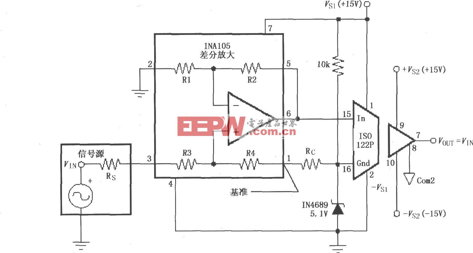 ISO122P／124的单电源工作电路