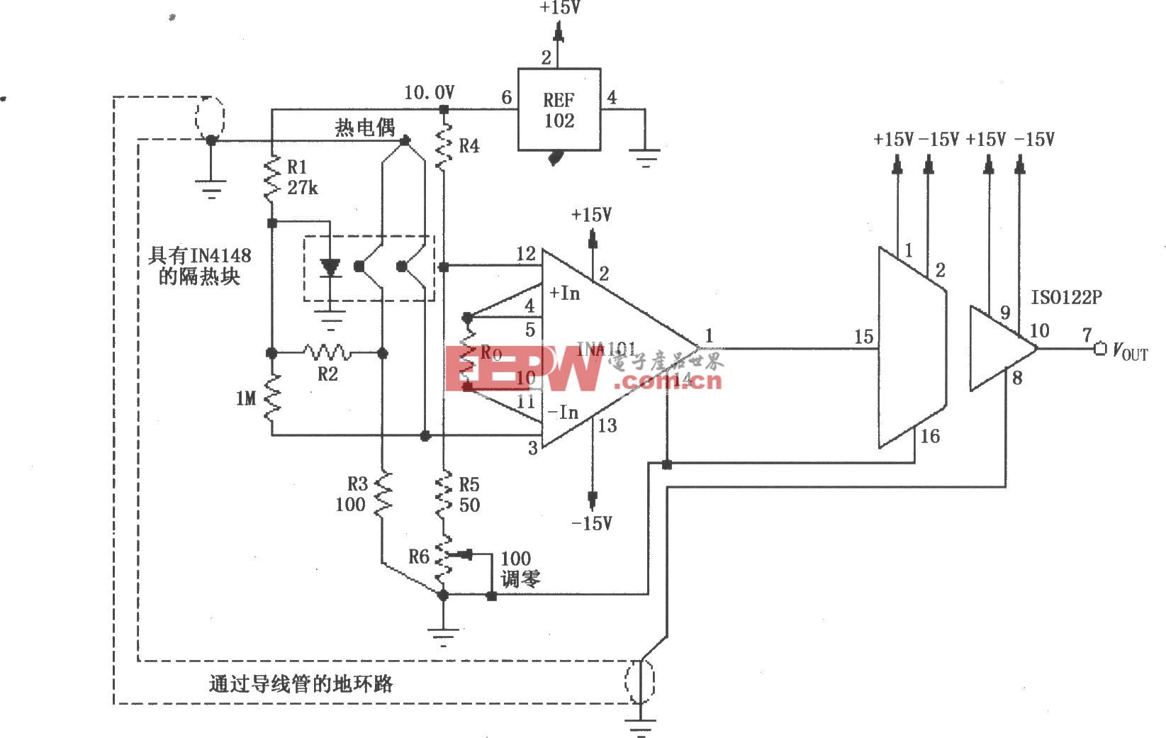 热电偶放大电路(ISO122P/124、INA101)