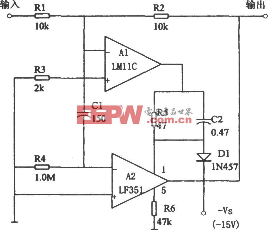 高精度低偏置电流跟随器(LM11、LF351)