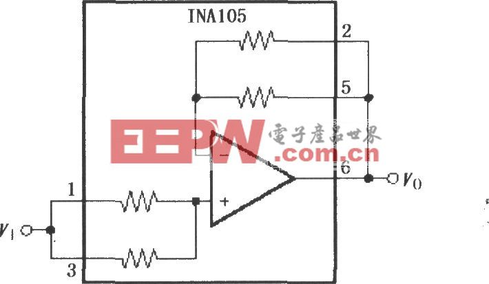 INA105精密单位增益缓冲电路