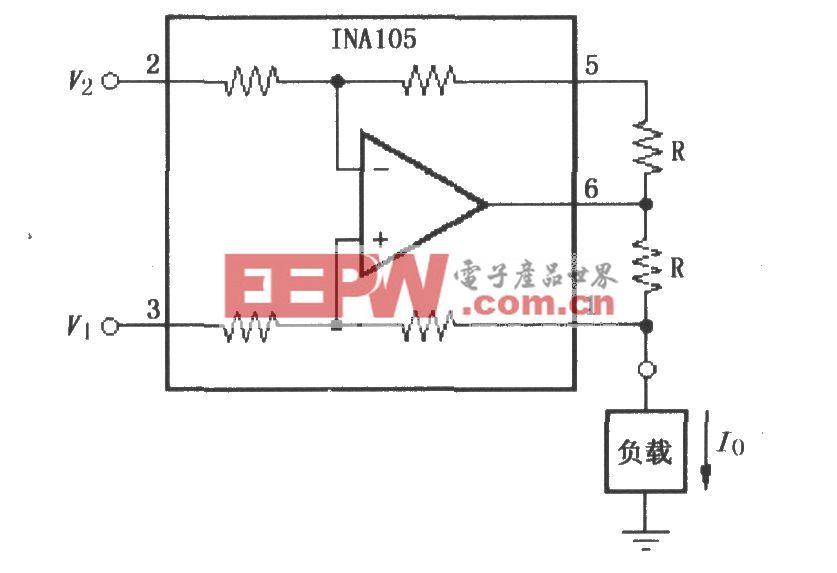 具有差分输入的精密电压-电流变换电路(INA105)