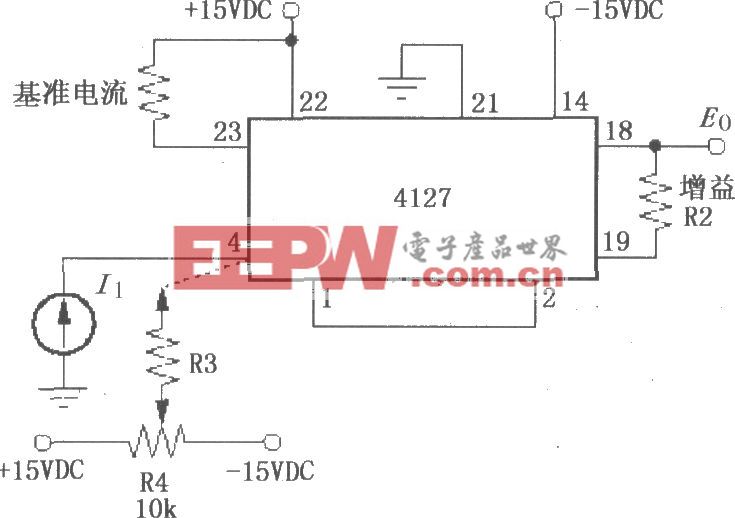 输入电流I1为正时的对数变换功能电路(对数放大器4127)