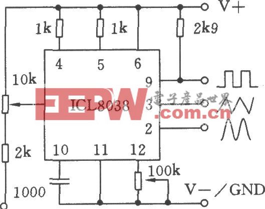 单片精密函数发生器ICL8038应用电路三