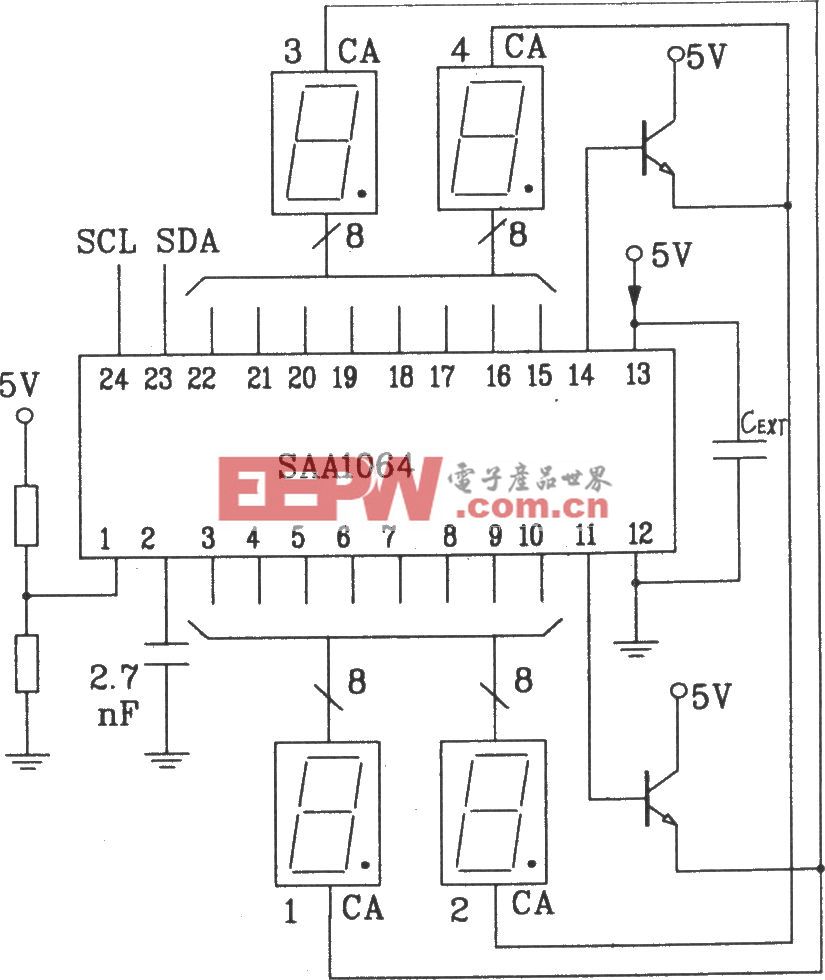 SAA1064串行I2C总线LED显示驱动集成电路动态驱动接口电路
