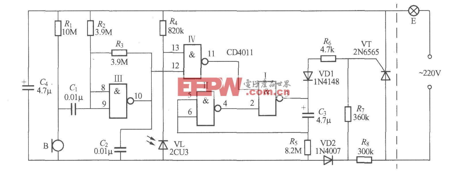 数字电路声光控楼梯延迟开关电路(2)