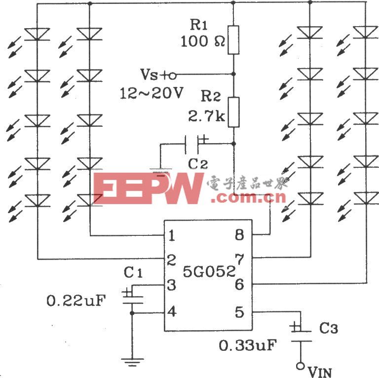 音响同步彩灯控制集成电路5G052典型应用电路