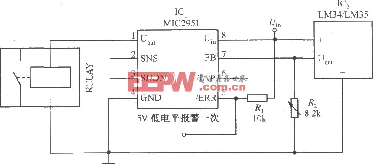 MIC2951构成的过热保护系统电路