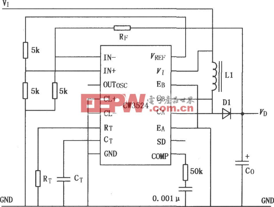 CW1524/2524/3524脉宽调制功率控制器的典型应用电路
