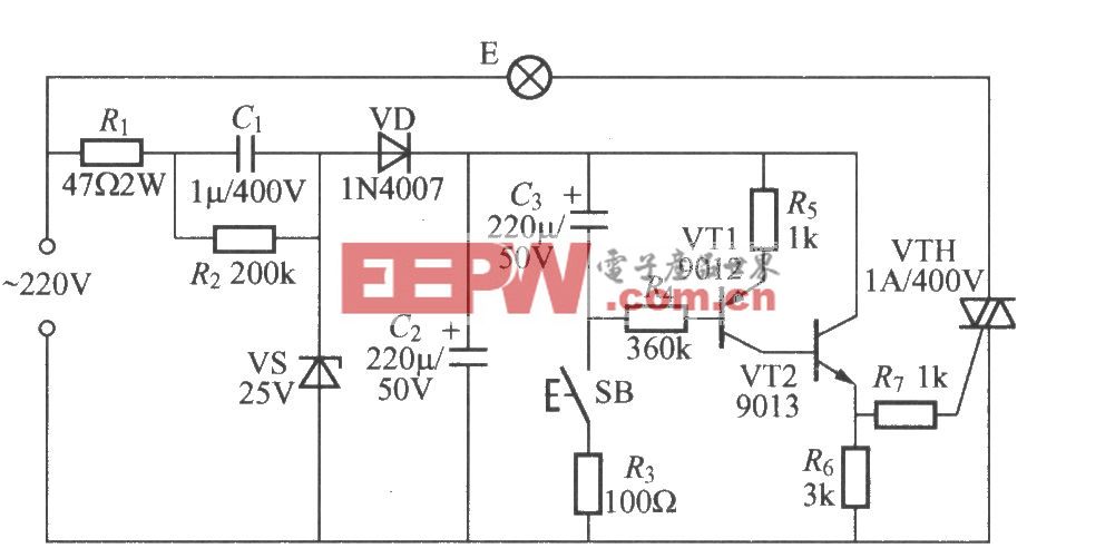 采用双向晶闸管的延迟灯电路(2)