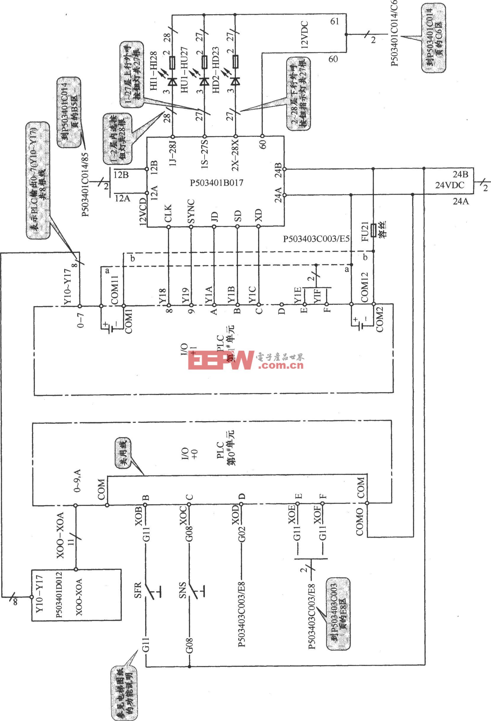 三菱SPVV(A)电梯内选与外呼按钮电路(1)