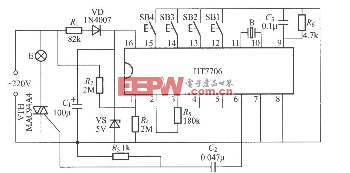 采用专用集成电路的多功能调光灯电路(HT7706)