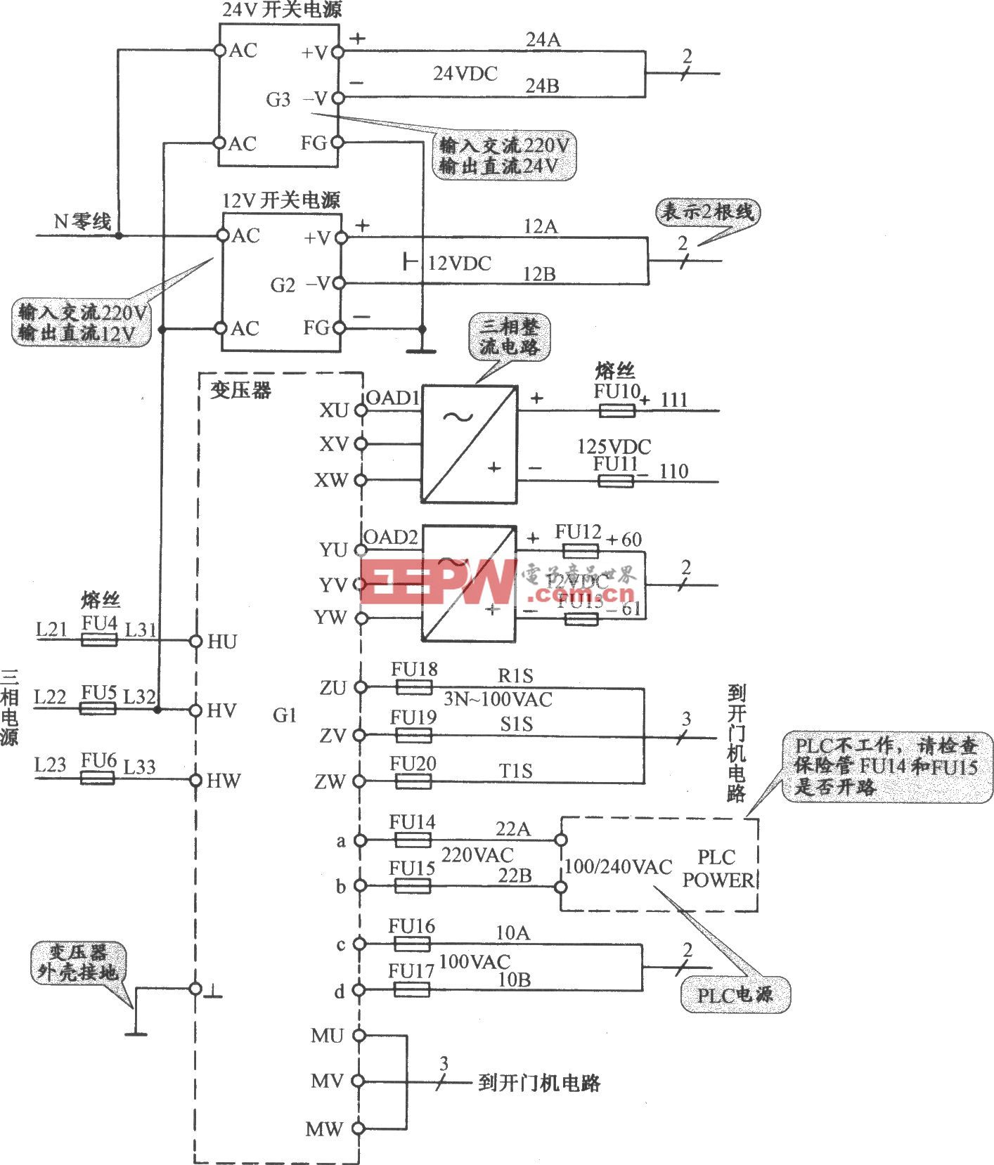 三菱SPVV(A)电梯控制电源电路