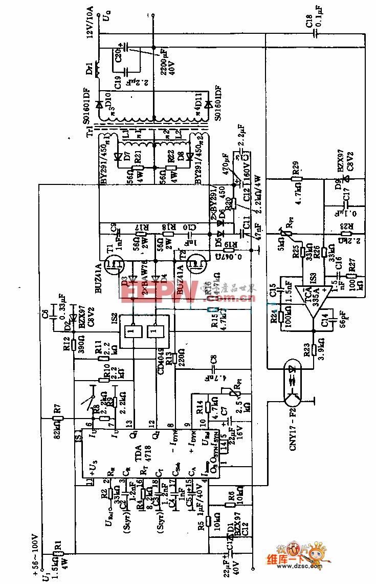 80v―12v/10a直流电压变换器电路图二