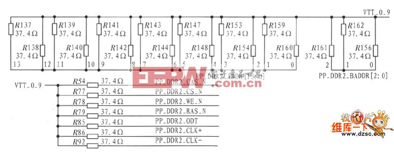 HY5PS121621BFP地址/控制的末端并联终端电路图