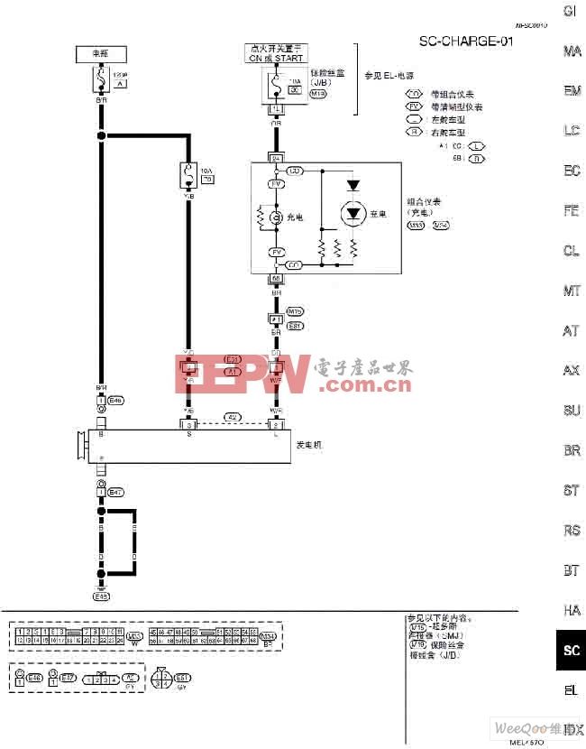 天籁A33-SC充电系统电路图