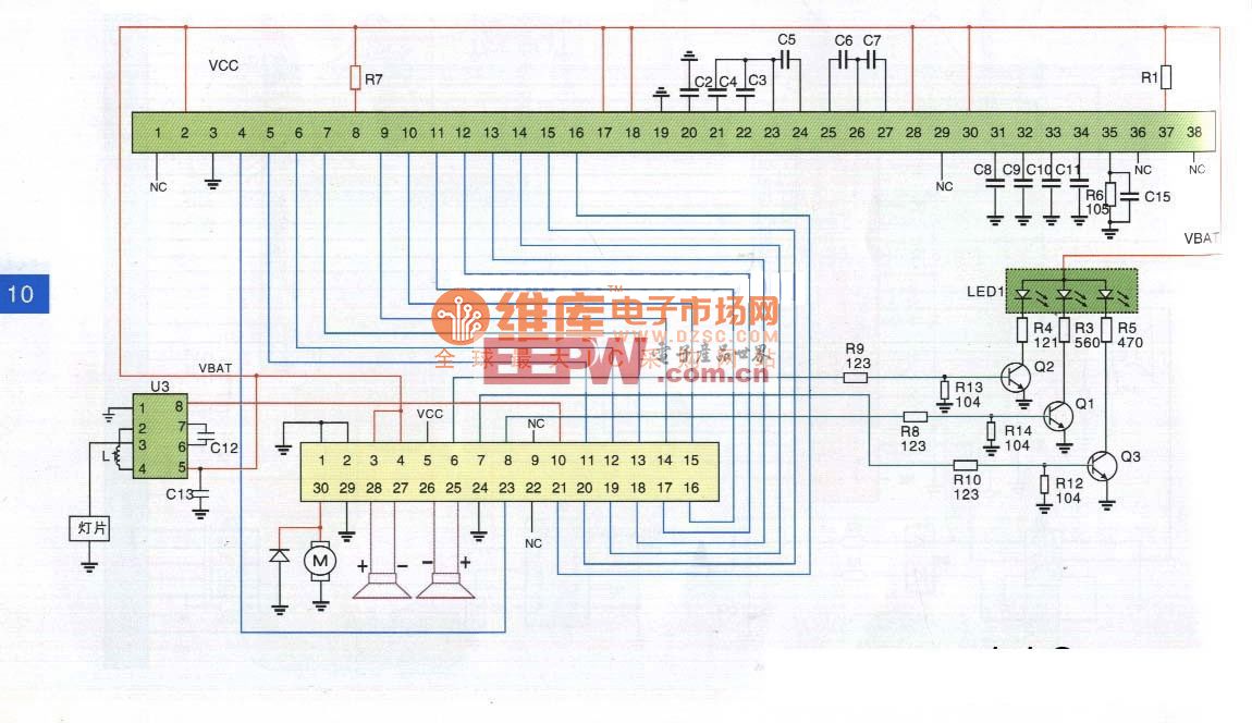 小灵通金鹏J818型手机排线电路原理图