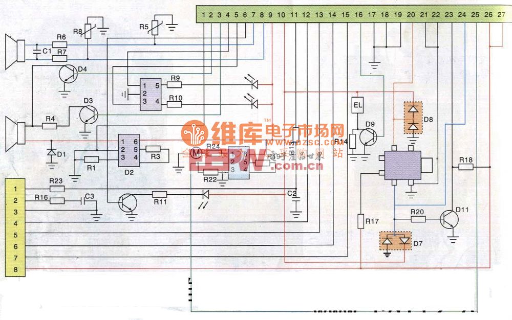 小灵通朗讯PS12型手机排线电路原理图