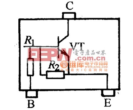 带阻晶体管的一个电阻并联在基极与发射极间的电路图