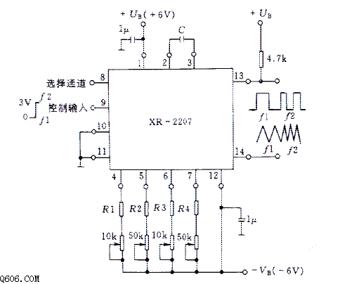 采用XR-2207的移频键控调制解调电路图