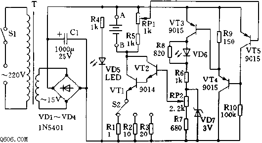 3.0A-1．5A电流可调充电器电路图