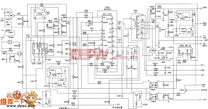 彩显开关电源(MC33262p)电路图