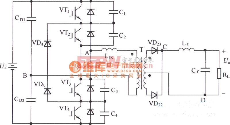 零电压开关三电平直流变换器电路图