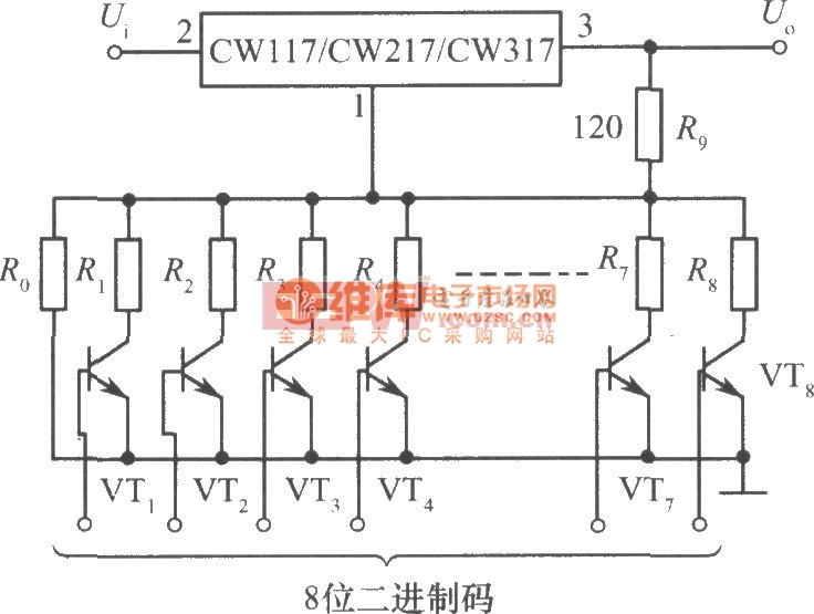 CW117／CW217／CW317构成数字控制的可调集成稳压电源电路图