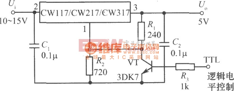 CW117／CW217／CW317构成逻辑控制集成稳压电源电路图