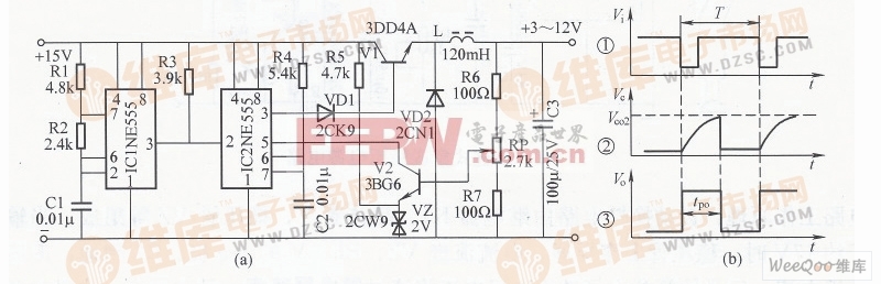 开关式3～12V可调稳压电源电路
